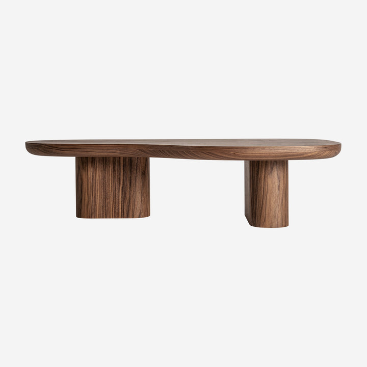 Mesa de centro de chapa de nogal y madera contrachapada en color marrón