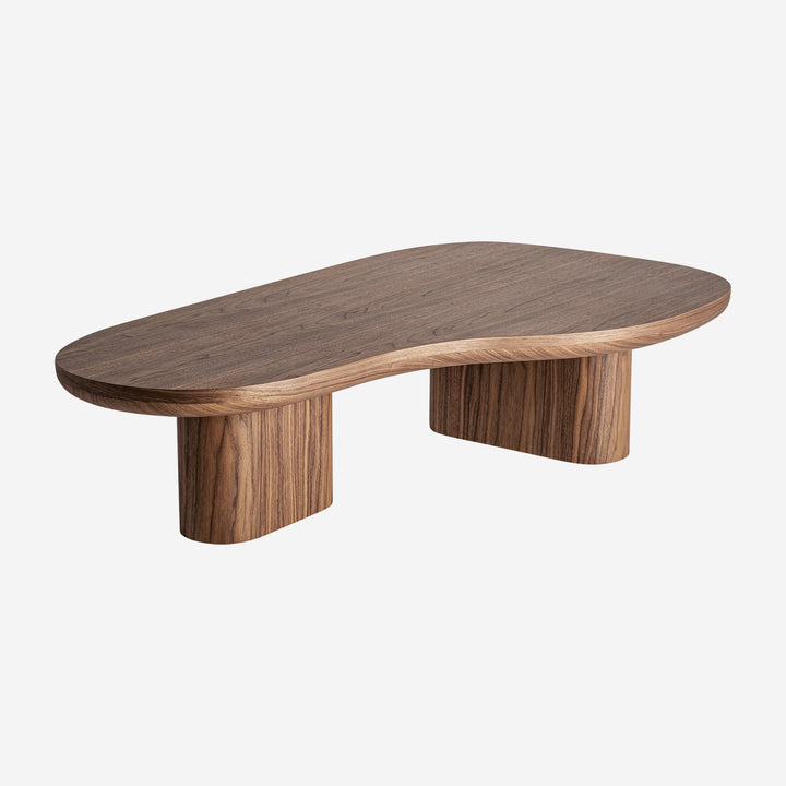 Mesa de centro de chapa de nogal y madera contrachapada en color marrón