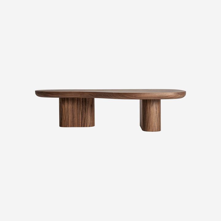 Mesa de centro de chapa de nogal y madera contrachapada en color marrón
