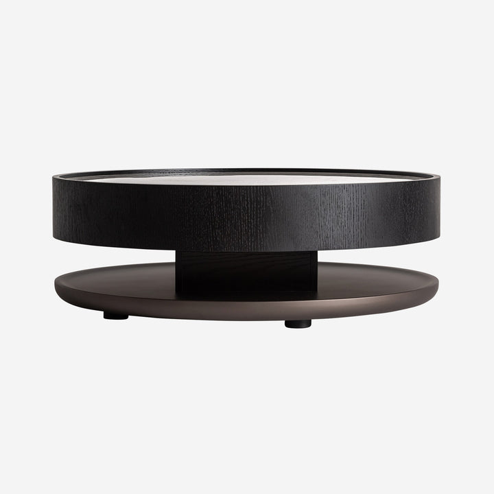 Mesa de centro de madera contrachapada y mármol en color negro