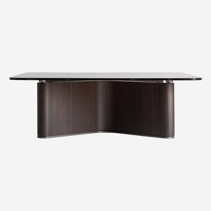 Mesa de centro de madera de fresno y cristal en color negro