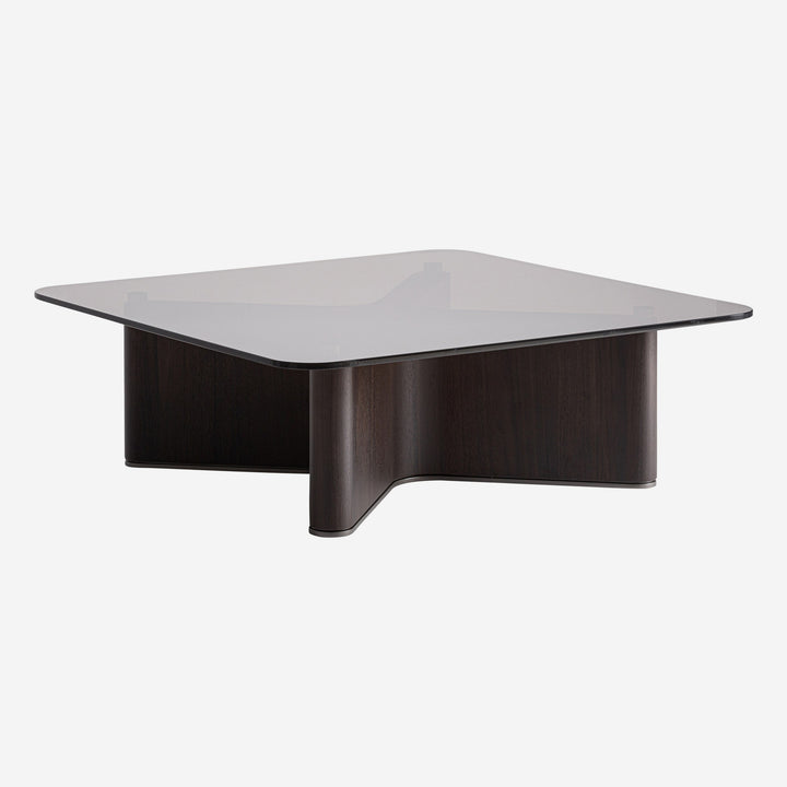 Mesa de centro de madera de fresno y cristal en color negro