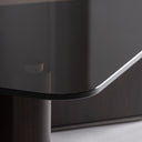 Mesa de centro de madera de fresno y cristal en color negro – detalle