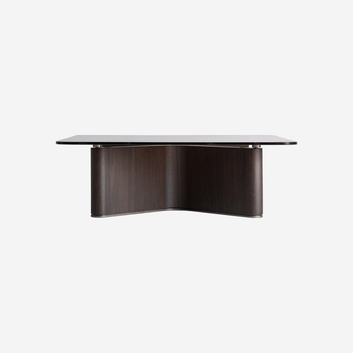Mesa de centro de madera de fresno y cristal en color negro
