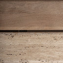 Mesa de centro de madera de mango y mármol en color marrón – detalle