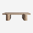 Mesa de centro de madera de mango y mármol en color marrón claro