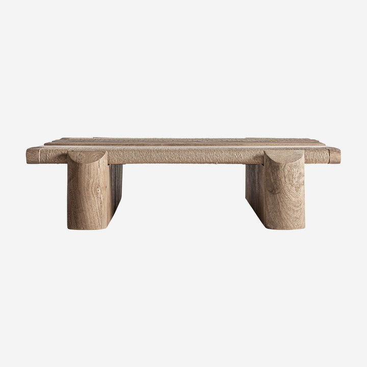 Mesa de centro de madera de mango y mármol en color marrón claro