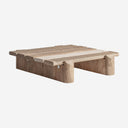 Mesa de centro de madera de mango y mármol en color marrón claro