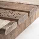 Mesa de centro de madera de mango y mármol en color marrón claro – detalle