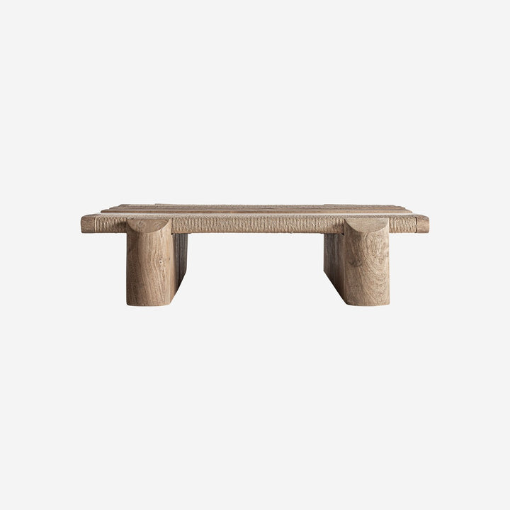 Mesa de centro de madera de mango y mármol en color marrón claro