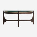 Mesa de centro de madera de mango y vidrio en color marrón 92 x 41 cm