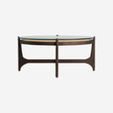 Mesa de centro de madera de mango y vidrio en color marrón 92 x 41 cm