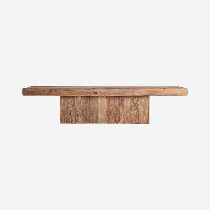 Mesa de centro de madera de pino reciclado en color marrón envejecido