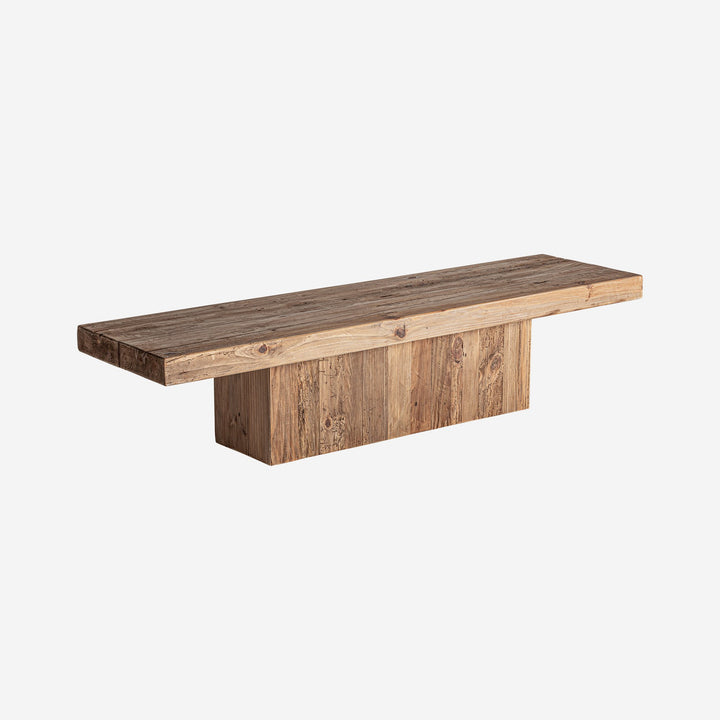 Mesa de centro de madera de pino reciclado en color marrón envejecido