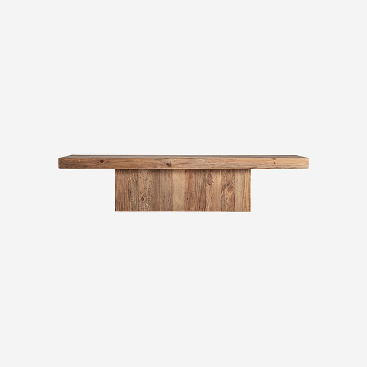 Mesa de centro de madera de pino reciclado en color marrón envejecido