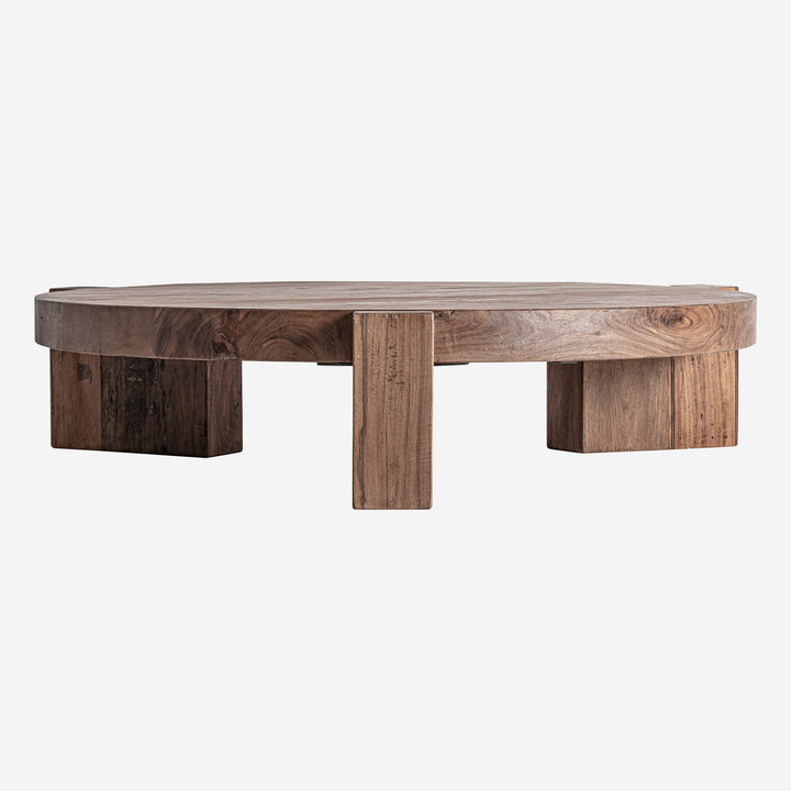 Mesa de centro de madera de sal en color marrón teñido 127 x 133 x 30 cm