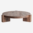 Mesa de centro de madera de sal en color marrón teñido 127 x 133 x 30 cm