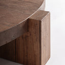 Mesa de centro de madera de sal en color marrón teñido 127 x 133 x 30 cm – detalle