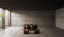 Mesa de centro de madera de sal en color marrón teñido 127 x 133 x 30 cm – detalle