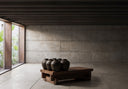 Mesa de centro de madera de sal en color marrón teñido 150 x 90 x 37 cm – detalle