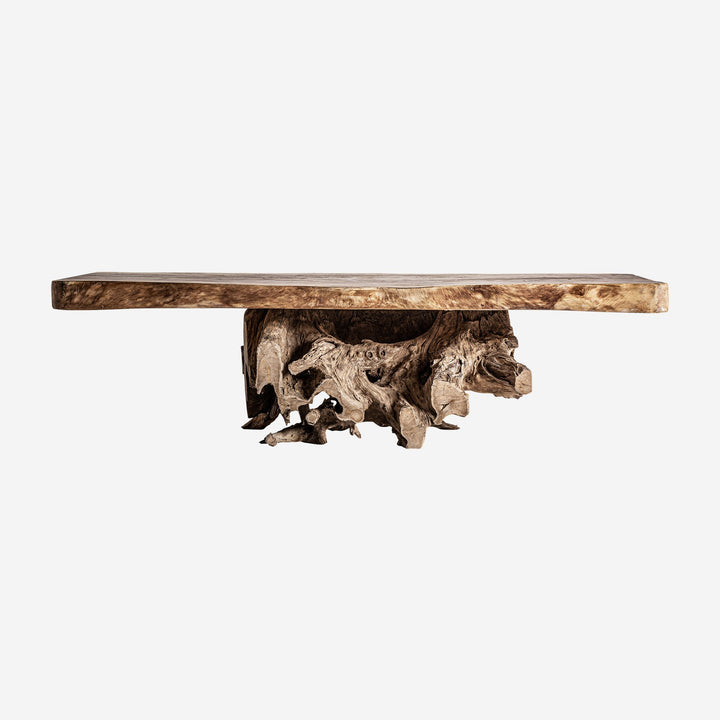 Mesa de centro de madera de suar en color marrón envejecido
