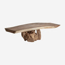 Mesa de centro de madera de suar en color marrón envejecido
