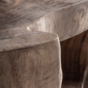 Mesa de centro de madera de suar en color marrón natural 65 x 57 x 40 cm – detalle
