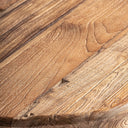 Mesa de centro de madera de teca en color marrón de líneas contemporáneas – detalle