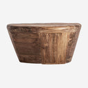 Mesa de centro de madera de teca en color marrón de líneas contemporáneas – 70 x 60 x 34 cm