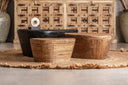 Mesa de centro de madera de teca en color negro – detalle