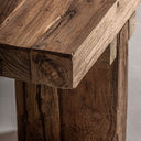 Mesa de centro de madera de teca reciclada en color marrón 150 x 60 x 35 cm – detalle
