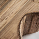 Mesa de centro de madera de teca reciclada en color marrón claro 70 x 55 x 46 cm – detalle