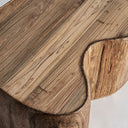 Mesa de centro de madera de teca reciclada en color marrón claro 70 x 55 x 46 cm – detalle