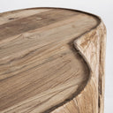 Mesa de centro de madera de teca reciclada en color marrón claro 90 x 60 x 40 cm – detalle