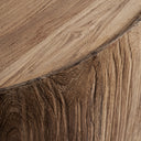 Mesa de centro de madera de teca reciclada en color marrón claro 90 x 60 x 40 cm – detalle