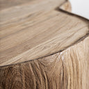 Mesa de centro de madera de teca reciclada en color marrón claro 90 x 60 x 40 cm – detalle