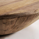 Mesa de centro de madera de teca reciclada en color marrón claro en forma de cuenco – 80 x 80 x 24 cm – detalle