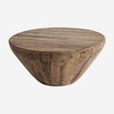 Mesa de centro de madera de teca reciclada en color marrón claro en forma de cuenco