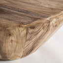 Mesa de centro de madera de teca reciclada en color marrón claro en forma de cuenco – detalle