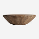 Mesa de centro de madera de teca reciclada en color marrón claro en forma de cuenco – 80 x 80 x 24 cm