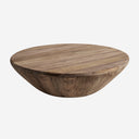 Mesa de centro de madera de teca reciclada en color marrón claro en forma de cuenco – 80 x 80 x 24 cm