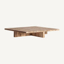 Mesa de centro de madera de teca reciclada en color marrón natural 100 x 27 cm – detalle