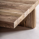 Mesa de centro de madera de teca reciclada en color marrón natural 100 x 27 cm – detalle