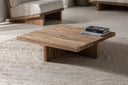 Mesa de centro de madera de teca reciclada en color marrón natural 100 x 27 cm – detalle