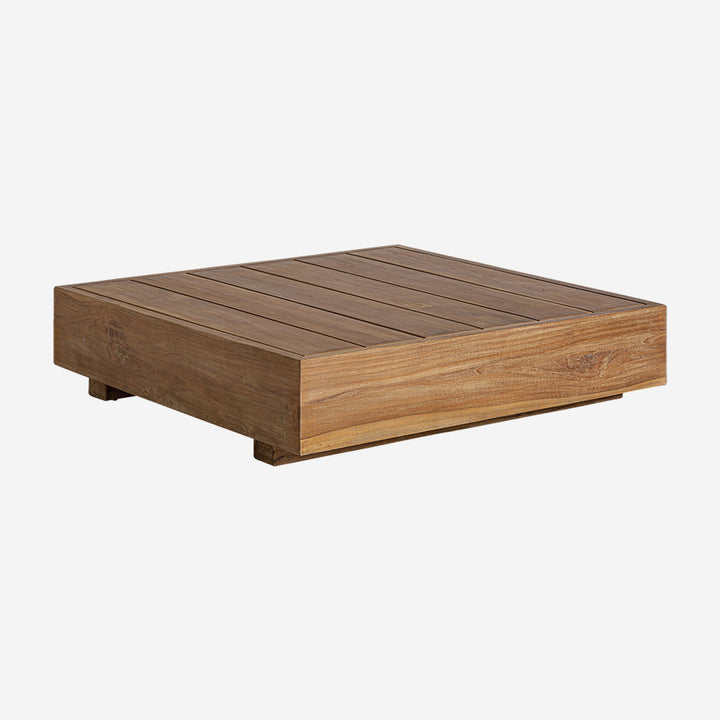 Mesa de centro de madera de teca reciclada en color marrón natural 80 x 29 cm