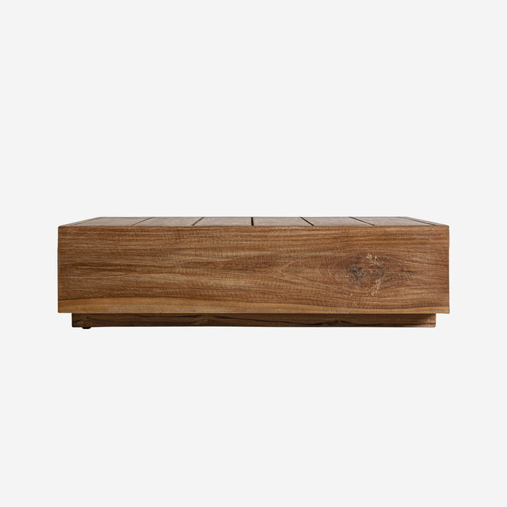 Mesa de centro de madera de teca reciclada en color marrón natural 80 x 29 cm