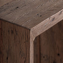 Mesa de centro de madera recuperada en color marrón envejecido – detalle