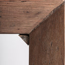 Mesa de centro de madera recuperada en color marrón envejecido – detalle