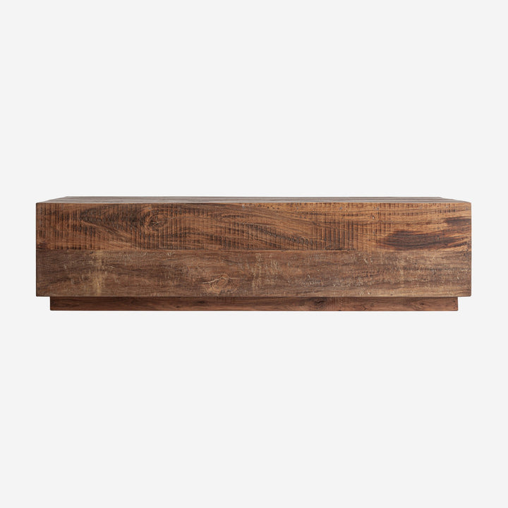 Mesa de centro de madera recuperada en color marrón natural