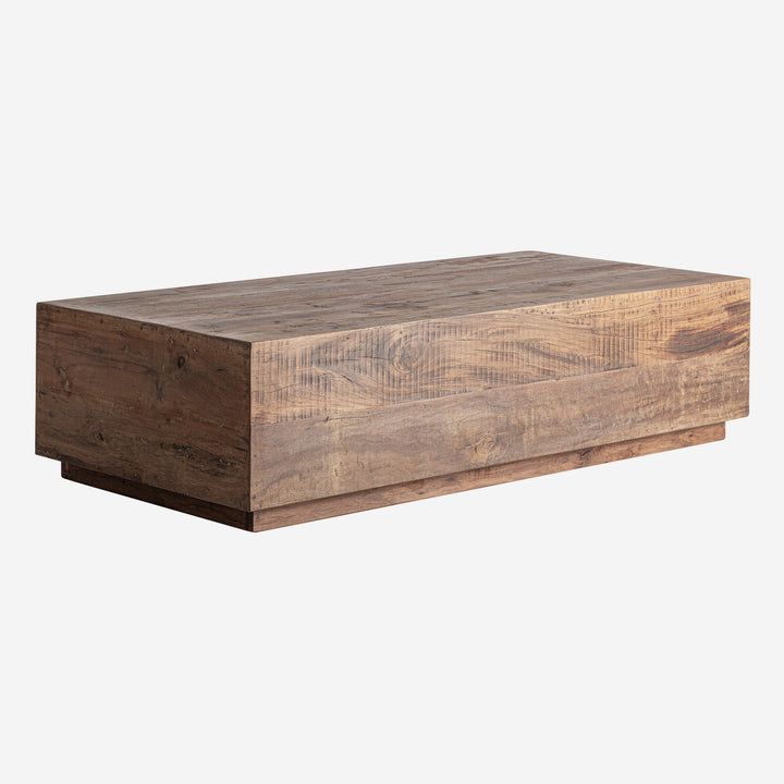 Mesa de centro de madera recuperada en color marrón natural